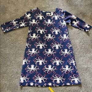 Katherine Way Blue Dress with Red and White Octopus Pattern